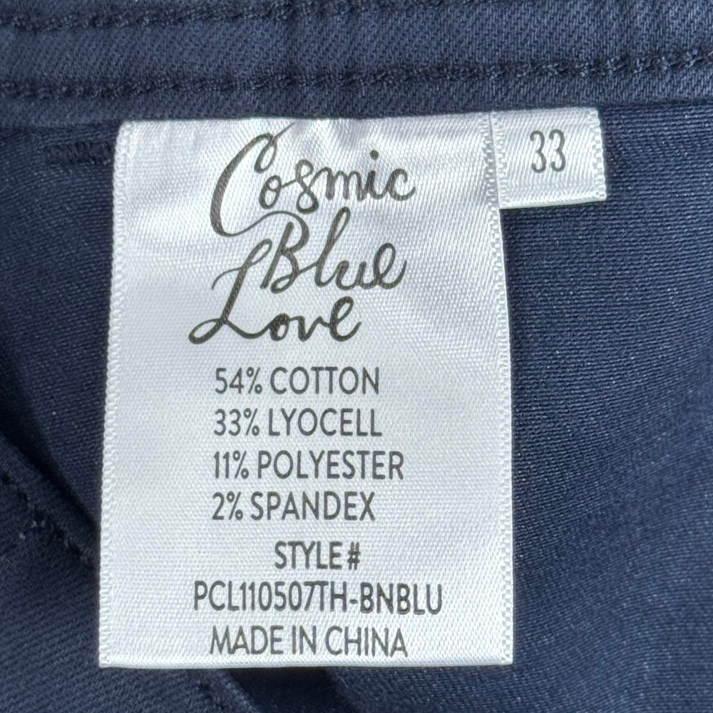 Cosmic Blue Love Navy Utility Patch Pocket Straight Leg Pants Size 33 - Picture 2 of 9